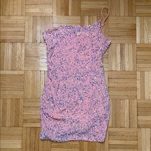 Lucy in the Sky Pink Sequin One-Shoulder Mini Dress